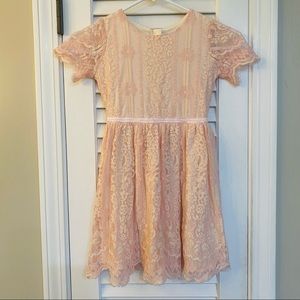 Girls Pink Overlay Lace Dress size 6